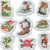Oude victoriaanse kerst hulst, bellen, kerstman, k sticker (Voorkant)