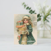 Oude Victoriaanse Kerst Postkaart (Staand voorkant)