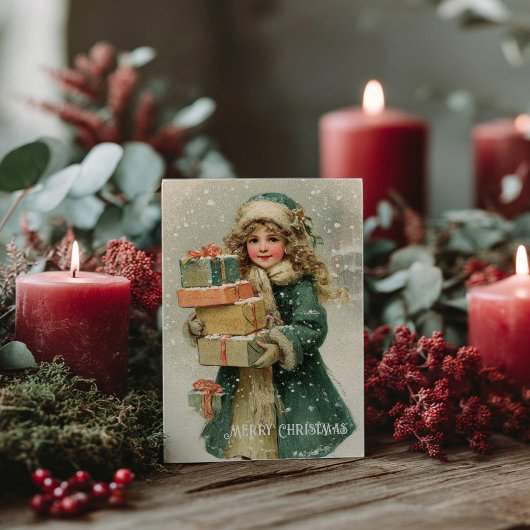 Oude Victoriaanse Kerst Postkaart