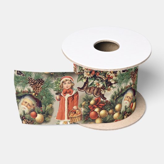 Oude Victoriaanse Kerstballen Satijnen Lint (Spoel)