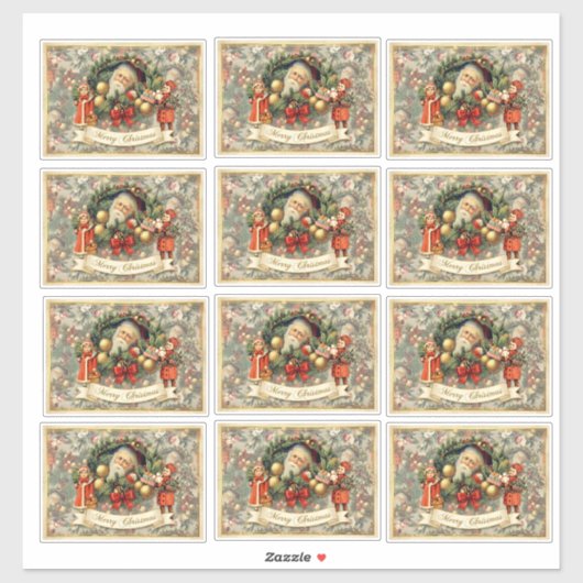 Oude Victoriaanse Kerstballen Sticker (Vel)