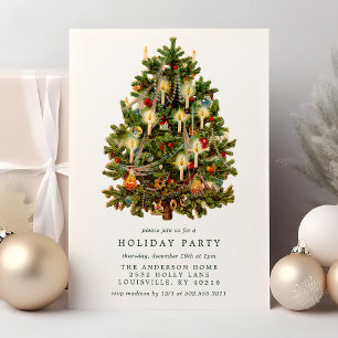 Oude Victoriaanse Kerstboom Feestelijke Kerstparty Kaart