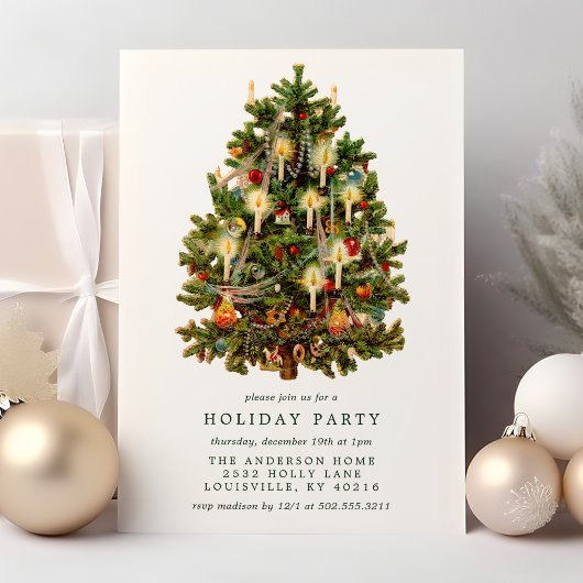Oude Victoriaanse Kerstboom Vakantiefeest Kaart