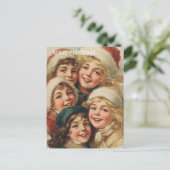 Oude victoriaanse kerstkaart briefkaart (Staand voorkant)