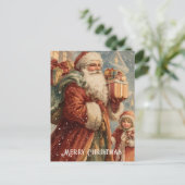 Oude victoriaanse kerstkaart briefkaart (Staand voorkant)