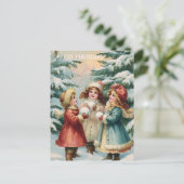 Oude Victoriaanse kerstkaart Briefkaart (Staand voorkant)