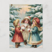 Oude Victoriaanse kerstkaart Briefkaart (Voorkant)