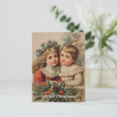 Oude victoriaanse kerstkaart briefkaart (Staand voorkant)
