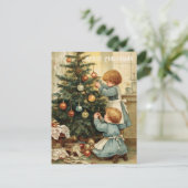 Oude victoriaanse kerstkaart briefkaart (Staand voorkant)