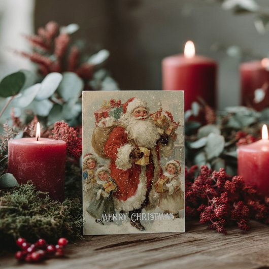Oude victoriaanse kerstkaart briefkaart