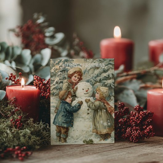 Oude victoriaanse kerstkaart briefkaart