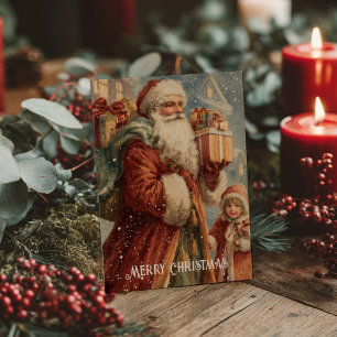 Oude victoriaanse kerstkaart briefkaart
