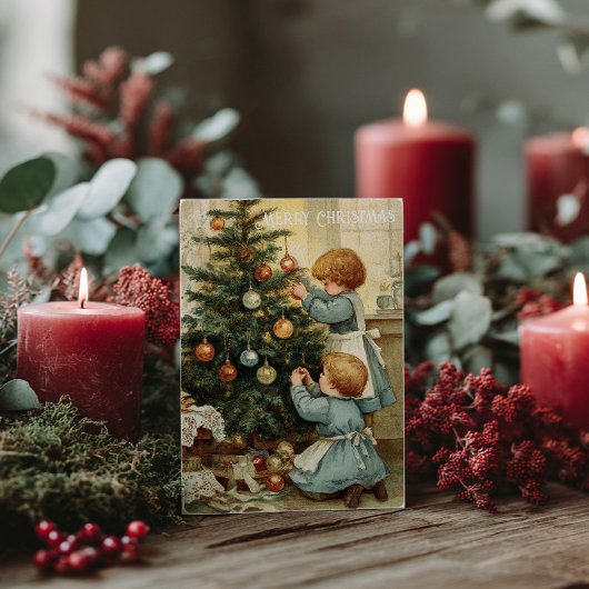 Oude victoriaanse kerstkaart briefkaart