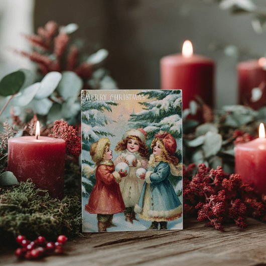 Oude Victoriaanse kerstkaart Briefkaart