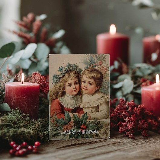 Oude victoriaanse kerstkaart briefkaart