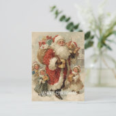 Oude victoriaanse kerstkaart briefkaart (Staand voorkant)