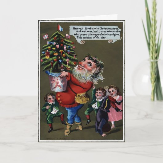 Oude Victoriaanse Kerstkaart Feestdagen Kaart (Voorkant)
