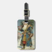 Oude victoriaanse kerstman met kerstboom bagagelabel (Voorkant verticaal)