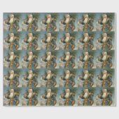 Oude victoriaanse kerstman met kerstboom cadeaupapier (Vlak)