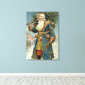 Oude victoriaanse kerstman met kerstboom canvas afdruk (Insitu (Houten vloer))