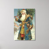 Oude victoriaanse kerstman met kerstboom canvas afdruk (Voorkant)