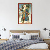 Oude victoriaanse kerstman met kerstboom canvas afdruk (Insitu (Slaapkamer))