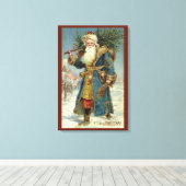 Oude victoriaanse kerstman met kerstboom canvas afdruk (Insitu (Houten vloer))