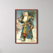 Oude victoriaanse kerstman met kerstboom canvas afdruk (Voorkant)