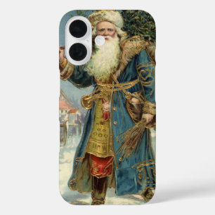 Oude victoriaanse kerstman met kerstboom iPhone 16 hoesje