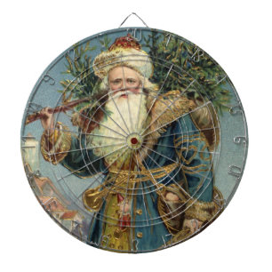 Oude victoriaanse kerstman met kerstboom dartbord