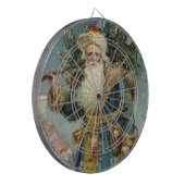 Oude victoriaanse kerstman met kerstboom dartbord (Voorkant Links)