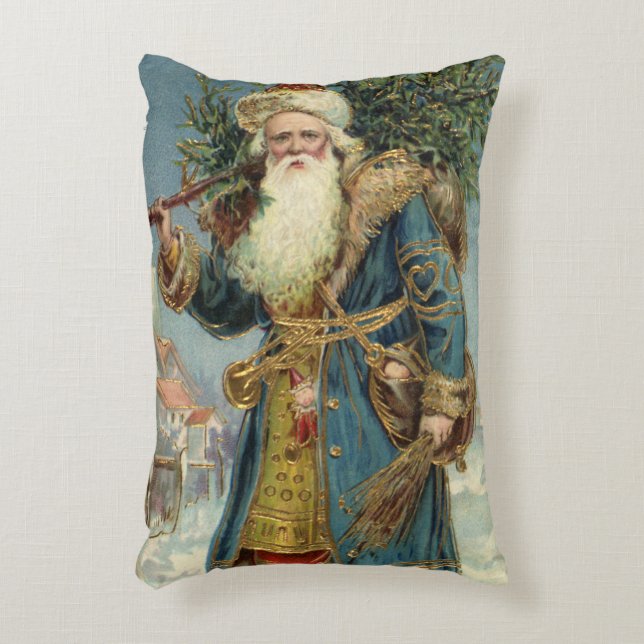 Oude victoriaanse kerstman met kerstboom decoratief kussen (Voorkant(Verticaal))