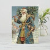 Oude victoriaanse kerstman met kerstboom kaart (Staand voorkant)