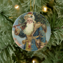 Oude victoriaanse kerstman met kerstboom