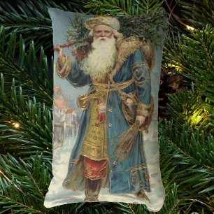 Oude victoriaanse kerstman met kerstboom kussen