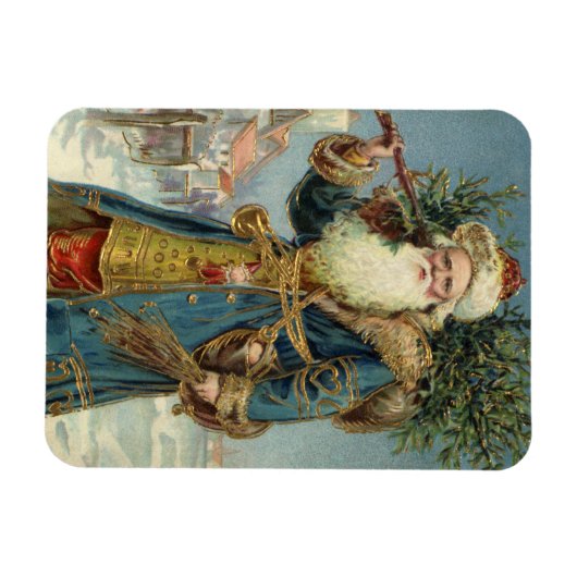 Oude victoriaanse kerstman met kerstboom magneet (Horizontaal)
