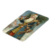 Oude victoriaanse kerstman met kerstboom magneet (Linkerzijde)