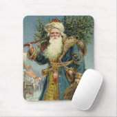Oude victoriaanse kerstman met kerstboom muismat (Met muis)