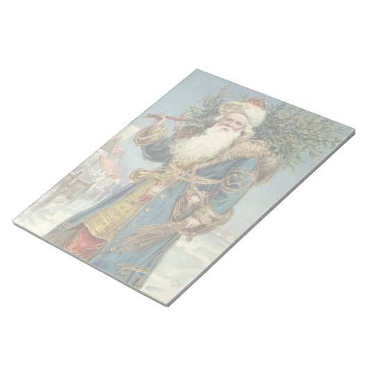 Oude victoriaanse kerstman met kerstboom notitieblok (Schuin)