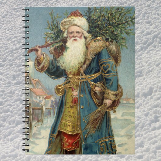 Oude victoriaanse kerstman met kerstboom notitieboek