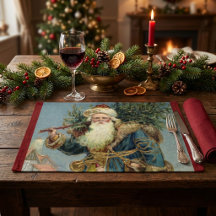Oude victoriaanse kerstman met kerstboom