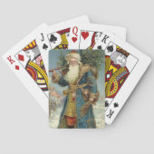 Oude victoriaanse kerstman met kerstboom pokerkaarten (Achterkant)