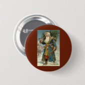 Oude victoriaanse kerstman met kerstboom ronde button 5,7 cm (Voorkant /achterkant)