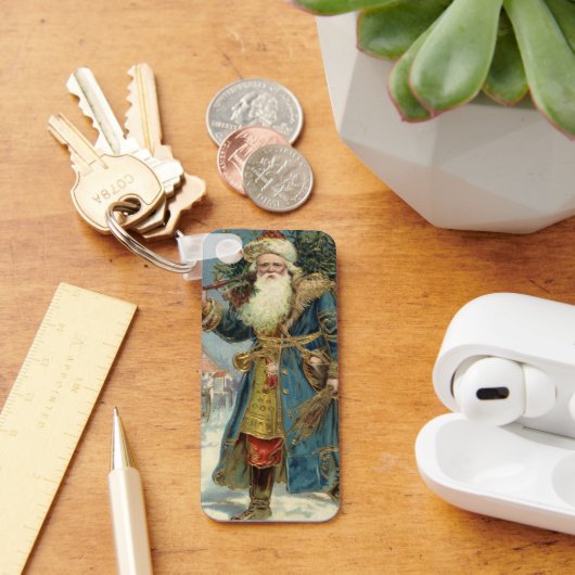 Oude victoriaanse kerstman met kerstboom sleutelhanger (Bureau)