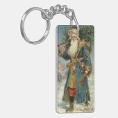 Oude victoriaanse kerstman met kerstboom sleutelhanger (Voorkant Links)