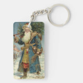 Oude victoriaanse kerstman met kerstboom sleutelhanger (achterkant)