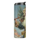 Oude victoriaanse kerstman met kerstboom thermosbeker (Gedraaid links)