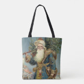 Oude victoriaanse kerstman met kerstboom tote bag (Achterkant)