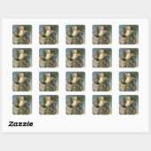 Oude victoriaanse kerstman met kerstboom vierkante sticker (Vel)