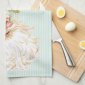 Oude Victoriaanse Kerstman Neutraal Mint & Goud Theedoek (Quarter Fold)